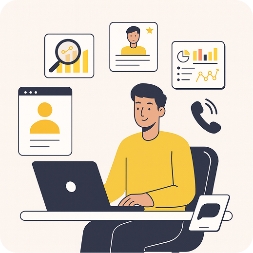 Illustration of a professional working at a desk